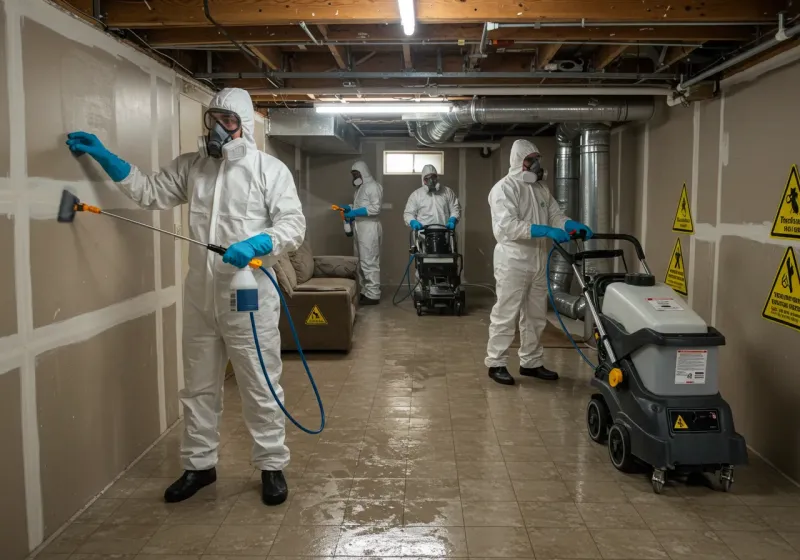 Basement Moisture Removal and Structural Drying process in Village Park, HI